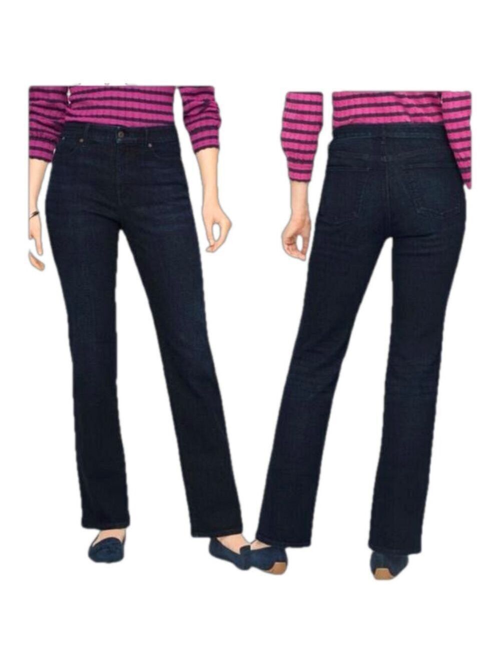 Talbots Jeans Women's 6 Black Stretch Straight Leg High Waist Rise Mom Jeans